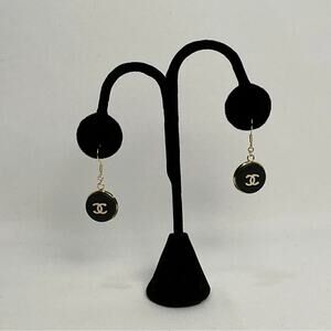 Chanel Black and Gold CC Earrings